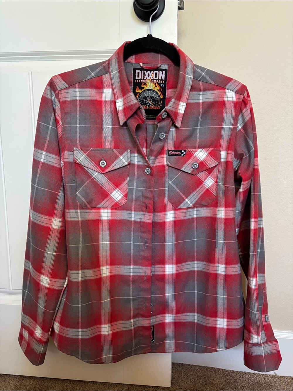 DIXXON Red and Gray Plaid Button-Down Shirt. RPM. Women’s medium